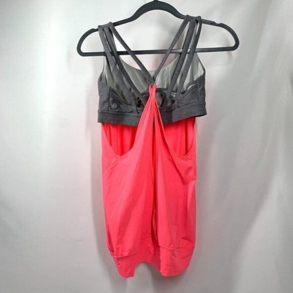 Lululemon Nouveau Limits Tank Top with Bra Workout Top & Bra Pink/Grey Size 8 - Picture 4 of 5